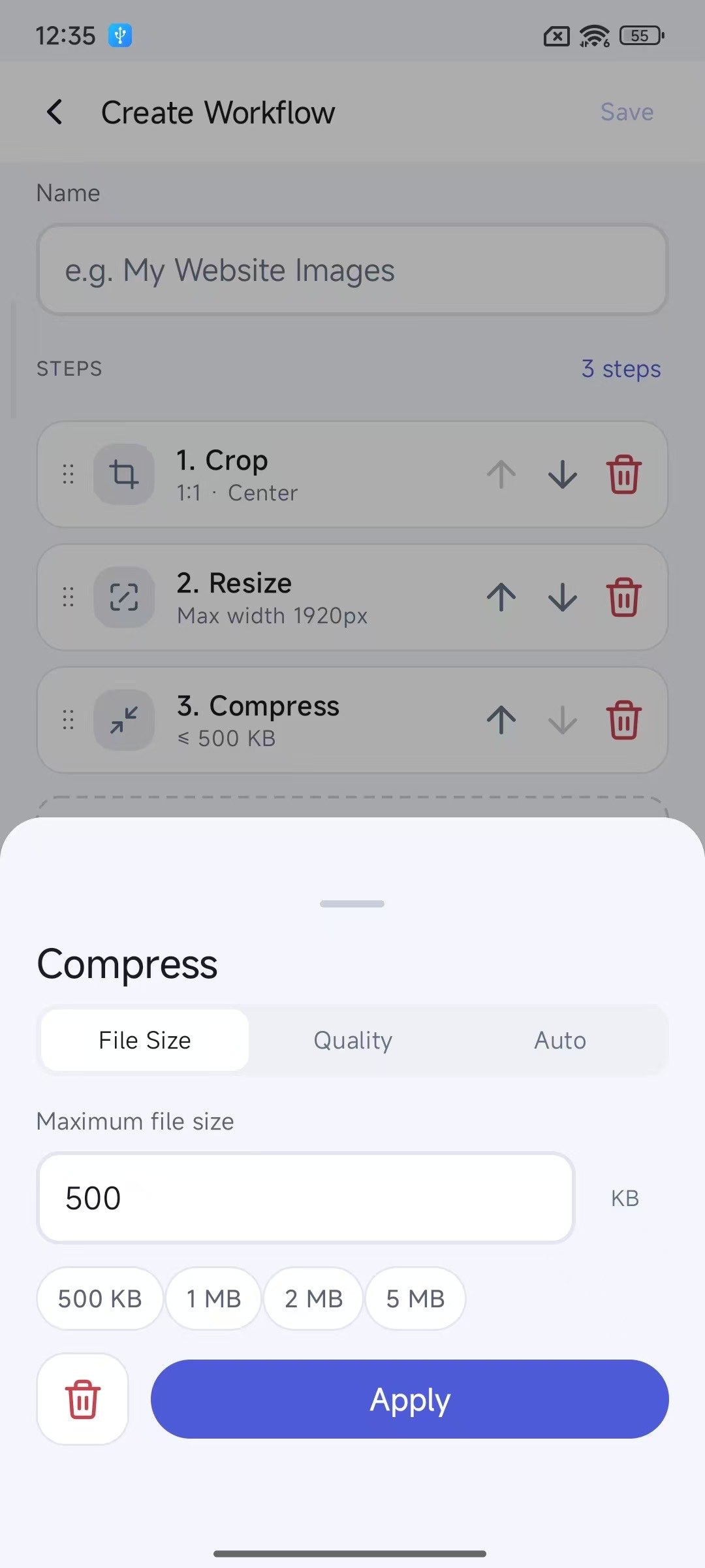 Compress settings